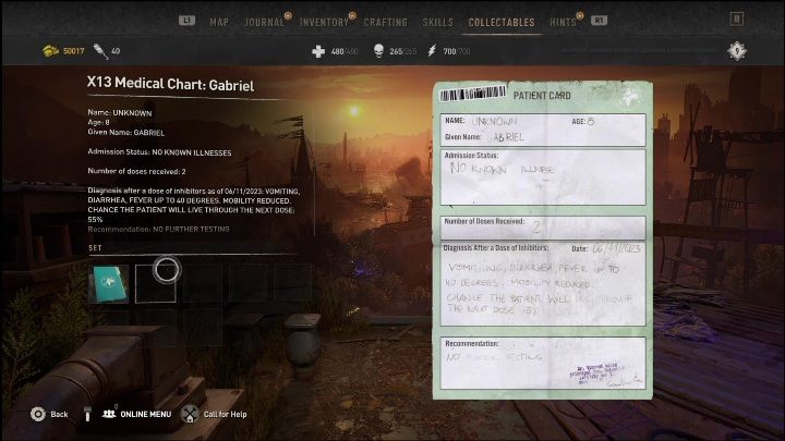 This chart can be found in the hospital room where you obtained your sister's birthday photo - Dying Light 2: Mementos (Wasteland) - list of all - Wasteland - Dying Light 2 Guide