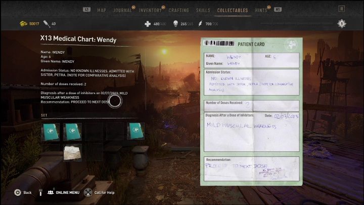 The child's documents are on the next hospital bed - Dying Light 2: Mementos (Wasteland) - list of all - Wasteland - Dying Light 2 Guide