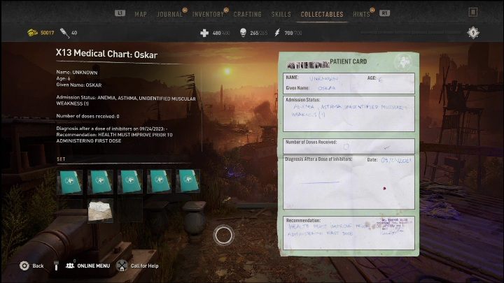 There is a small wooden table next to the hospital beds - Dying Light 2: Mementos (Wasteland) - list of all - Wasteland - Dying Light 2 Guide