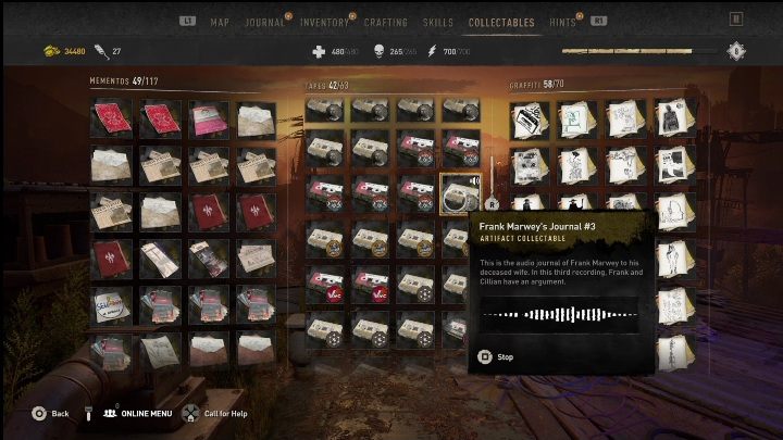 After entering the canteen, approach the bar and then go up the stairs - Dying Light 2: Recordings (New Dawn Park) - list of all - New Dawn Park - Dying Light 2 Guide