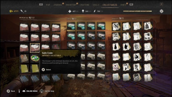 In order to obtain this code, you need to open the container - Dying Light 2: Mementos (The Wharf) - list of all - The Wharf - Dying Light 2 Guide