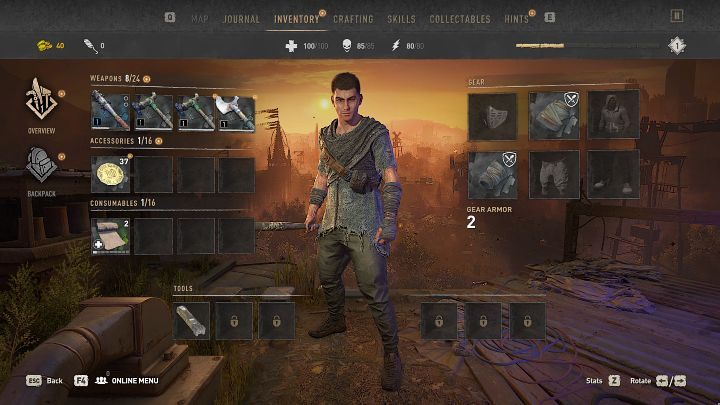 You can see Aiden, the main character of Dying Light 2, when checking weapons and other accessories - Dying Light 2: TPP View - is it available? - Appendix - Dying Light 2 Guide