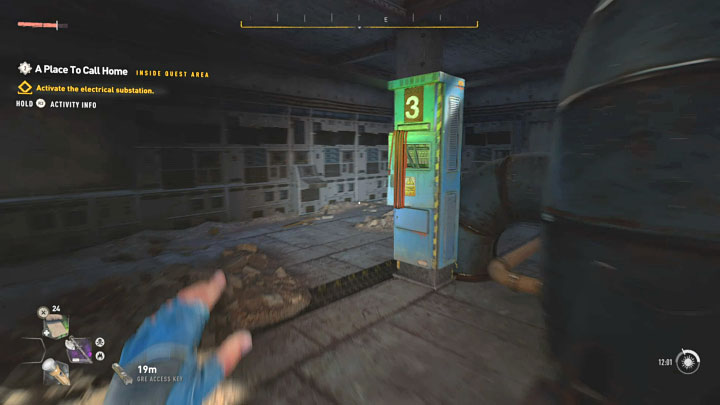 Now go to the lowest floor of the substation - first jump down to the lower level and then jump into an inactive elevator shaft on the side - Dying Light 2: Electrical substation - how to start? - Exploration - Dying Light 2 Guide