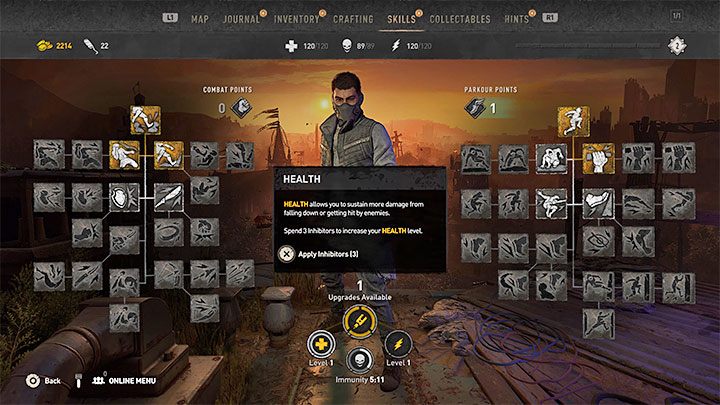 Aiden starts off with 100 health points, but his health bar can be permanently extended - Dying Light 2: Healing - How to restore health? - Character and statistics - Dying Light 2 Guide