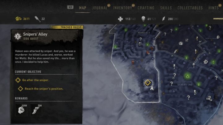 This quest unlocks automatically after the Revolution main quest or Into the Dark if you helped Hakon - Dying Light 2: Snipers Alley - walkthrough - Side quests - Dying Light 2 Guide