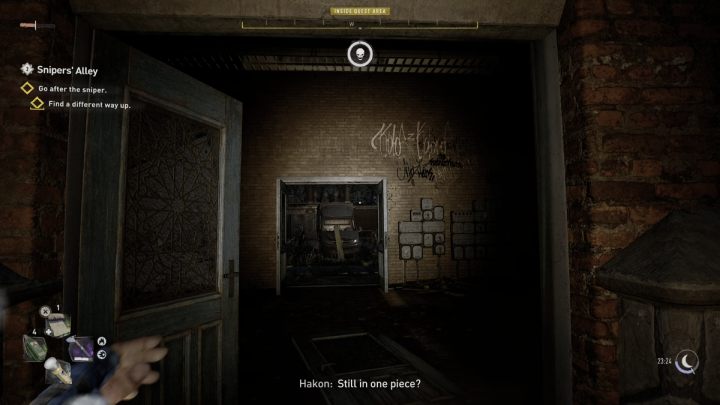 After getting knocked down turn right and walk through the open room - Dying Light 2: Snipers Alley - walkthrough - Side quests - Dying Light 2 Guide