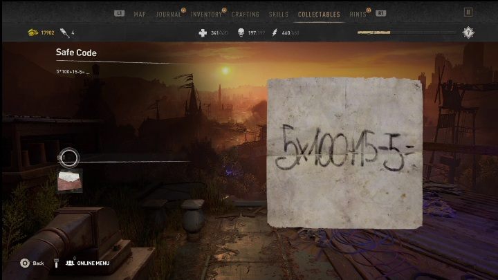 While exploring the tower in the Bazaar, you will find a safe - Dying Light 2: Mementos (Trinity) - list of all - Trinity - Dying Light 2 Guide
