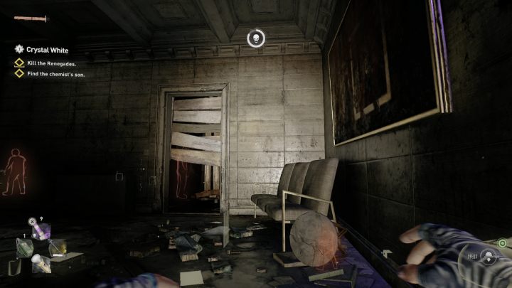 Crouch down and walk under the planks to reach a new room, where one of the Renegades is - Dying Light 2: Crystal White - walkthrough - Side quests - Dying Light 2 Guide