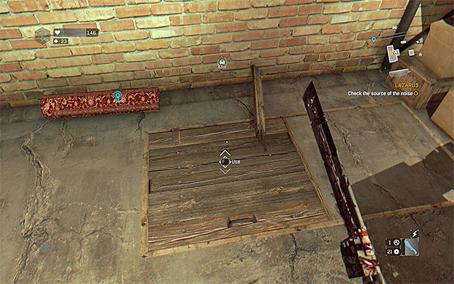 Take care of the basement at the end and be careful, as one of the bandits is waiting for you right next to the stairs - Lazarus | Side quests - Jasirs Farm - Jasirs Farm | Side Quests - Dying Light: The Following Game Guide