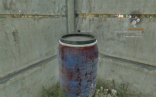 Place Bolter Liver in the barrel - Run, Bolter, Run | Side quests - Jasirs Farm - Jasirs Farm | Side Quests - Dying Light: The Following Game Guide