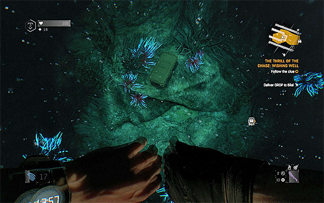 Swim a bit to the South (stay within the yellow area marked on the minimap) and dive - The Thrill of the Chase: Wishing Well | Side quests - Jasirs Farm - Jasirs Farm | Side Quests - Dying Light: The Following Game Guide