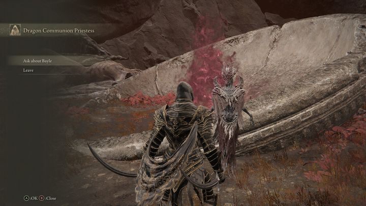 Talk to her about Bayle, a huge and terrible dragon, to progress in the quest - Shadow of the Erdtree: Dragon Communion Priestess Florissax quest walkthrough - Shadow of the Erdtree: Quests - Elden Ring Guide