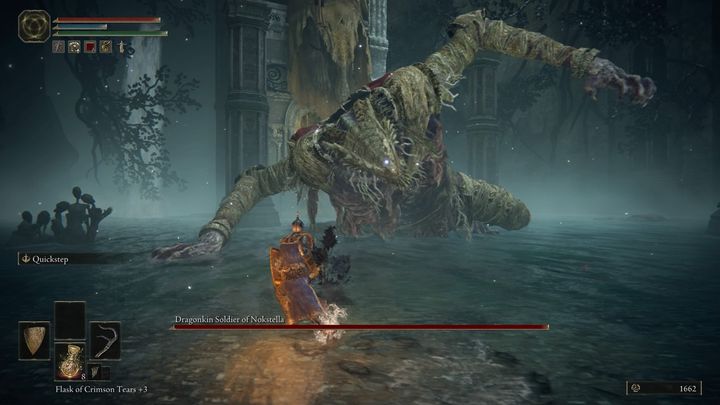 Once your opponent starts attacking, quickly get behind him - Elden Ring: How to beat Dragonkin Soldier of Nokstella? - Elden Ring: All bosses in Ainsel River - Elden Ring Guide