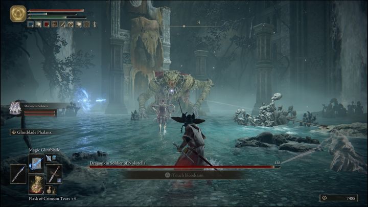 Due to the large size of the enemy, avoid targeting him - Elden Ring: How to beat Dragonkin Soldier of Nokstella? - Elden Ring: All bosses in Ainsel River - Elden Ring Guide