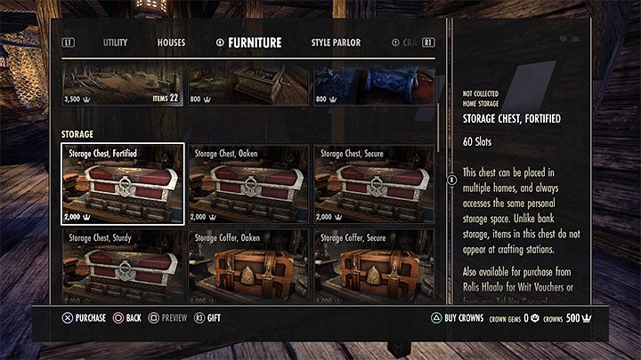 Another way to increase the number of items owned is to equip your own houses with storage chests for items - ESO: Inventory - how to expand it? - Game guide - The Elder Scrolls Online Guide