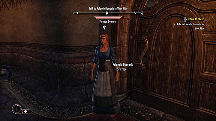 Taking care of the quest described above will allow you to meet with Felande Demarie, who wants to give the hero a room in the tavern for free - ESO: Own house, property - how to buy? - Game guide - The Elder Scrolls Online Guide