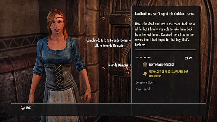 After all your conversations with Felande have been completed, you will receive your own room for free, which can be treated as your own home - ESO: Own house, property - how to buy? - Game guide - The Elder Scrolls Online Guide