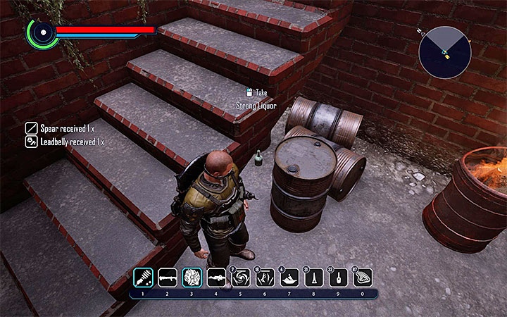 1 out of the 10 bottles is hidden near the stairs - Elex: Receiving Enforcer Rank (The Outlaws) - Walkthrough - Outlaws - Elex Game Guide