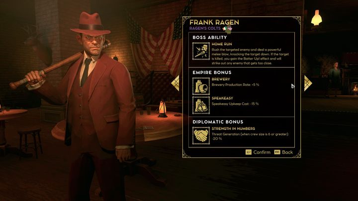 Frank Ragen is the boss you should pick if you want bars to be the backbone of your business - Empire of Sin: Frank Ragen - boss, characteristics - Bosses - Empire of Sin Guide