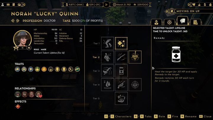 What happens to a wounded character after a lost fight depends on the degree of the damage they've received - Empire of sin: Healing - how to restore a characters health? - FAQ - Empire of Sin Guide