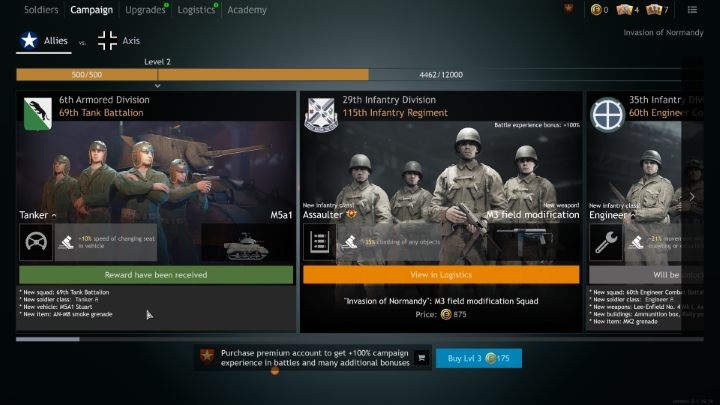 The information on when you will get a given squad can be found in the Campaign tab. - Enlisted: Tanks and planes - how to unlock? - FAQ - Enlisted game guide