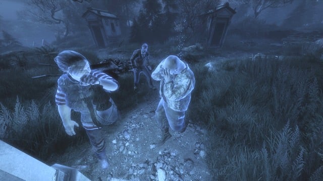 Five beams of light will emanate from the corpse, note the spots that they reached - Graveyard | Walkthrough - Walkthrough - The Vanishing of Ethan Carter Game Guide & Walkthrough