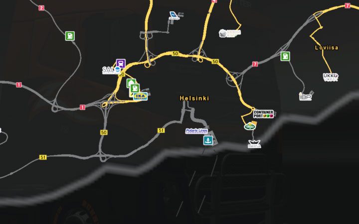 A map of Helsinki. - Finland in Euro Truck Simulator 2 Beyond the Baltic Sea - New cities - Euro Truck Simulator 2 Game Guide