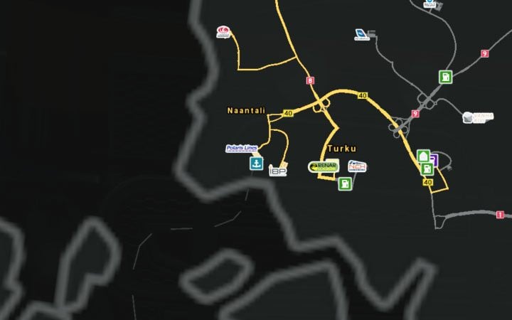 A map of Olkiluoto. - Finland in Euro Truck Simulator 2 Beyond the Baltic Sea - New cities - Euro Truck Simulator 2 Game Guide