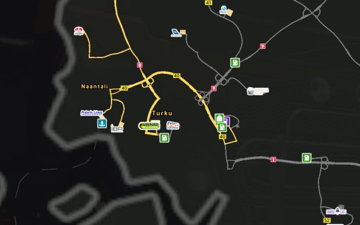A map of Turku. - Finland in Euro Truck Simulator 2 Beyond the Baltic Sea - New cities - Euro Truck Simulator 2 Game Guide