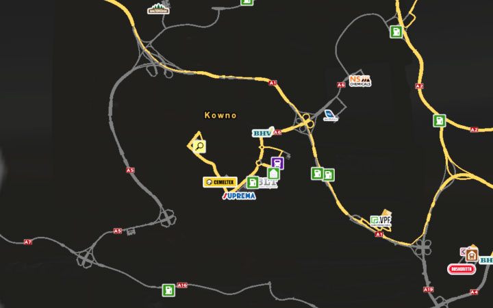 A map of Kaunas. - Lithuania in Euro Truck Simulator 2 Beyond the Baltic Sea - New cities - Euro Truck Simulator 2 Game Guide