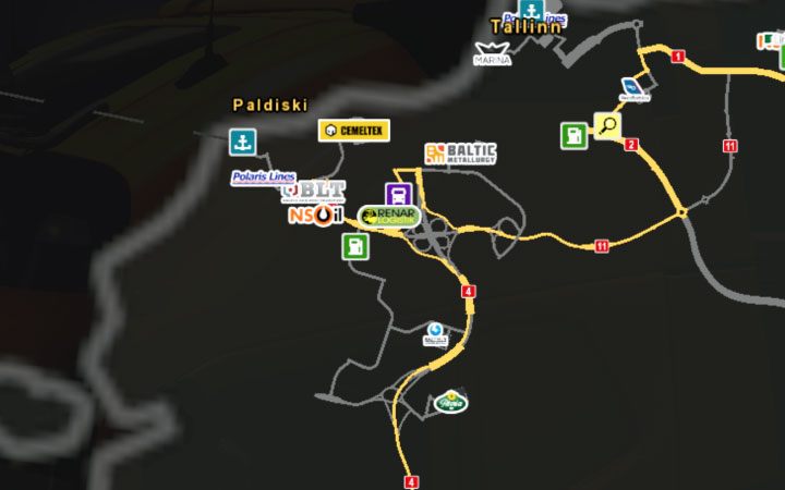 A map of Paldiski. - Estonia in Euro Truck Simulator 2 Beyond the Baltic Sea - New cities - Euro Truck Simulator 2 Game Guide