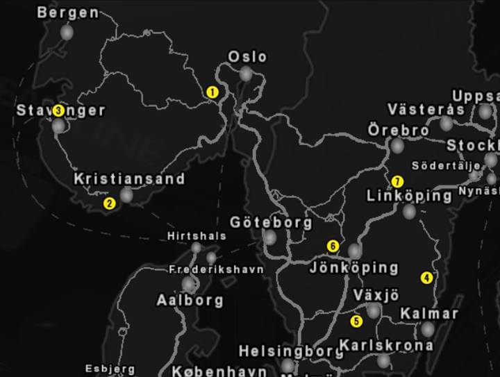 Complete a job to all Scandinavian quarries - there are 7 in total - ETS2: DLC Achievements - list - Achievements Guide - Euro Truck Simulator 2 Game Guide