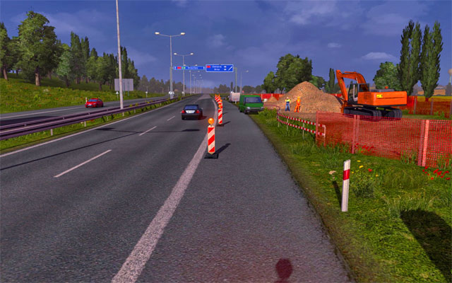 The roadworks also happen on highways bringing speed limits - ETS2: Narrowing and roadworks | Roads - Roads - Euro Truck Simulator 2 Game Guide