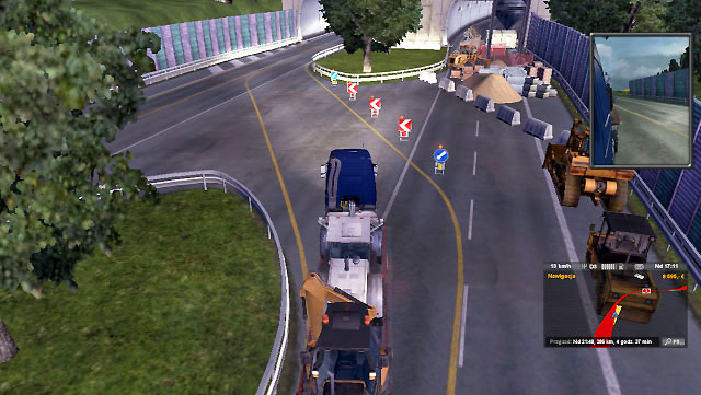 Sometimes roadworks happen even on highways - ETS2: Narrowing and roadworks | Roads - Roads - Euro Truck Simulator 2 Game Guide