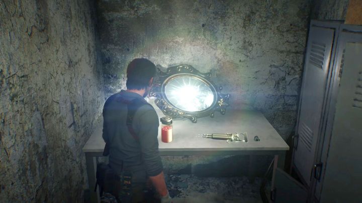 A jar with Red Gel stands near a mirror. - Chapter 4 - Behind the Curtain | Walkthrough - Walkthrough - The Evil Within 2 Game Guide