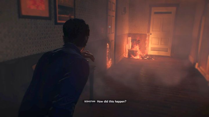 Objects you can interact with are marked with a white circle. - Chapter 1 - Into the Flame | Walkthrough - Walkthrough - The Evil Within 2 Game Guide
