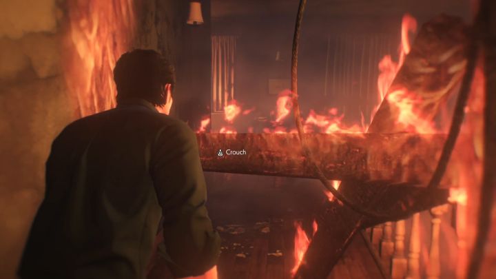 You must walk under the burning beam. - Chapter 1 - Into the Flame | Walkthrough - Walkthrough - The Evil Within 2 Game Guide