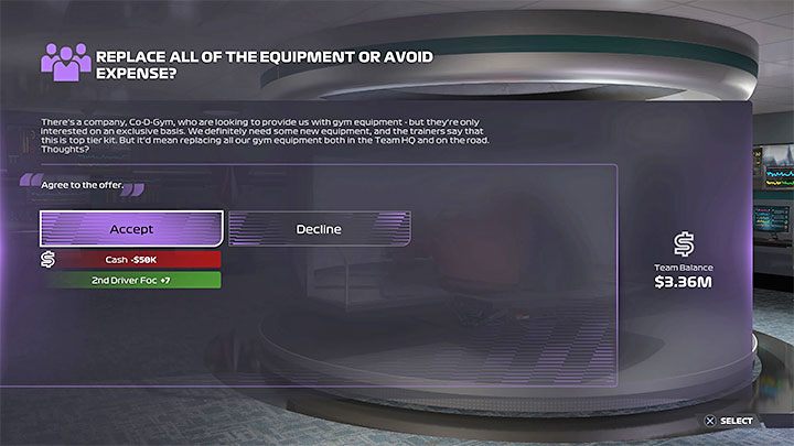 During the career, various department events can occur randomly and each of them requires some decision, such as choosing the type of event in the marketing department, agreeing to purchase upgrades, or setting the statistics of the other driver to develop - F1 22: Career - tips and team management - Basics - F1 22 Guide