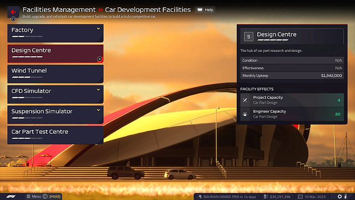 How to unlock: Upgrade your design centre to the maximum level - F1 Manager 2022: Trophies / Achievements - list of all, trophy guide - Appendix - F1 Manager 2022 Guide