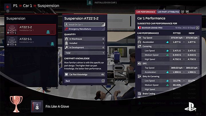How to unlock: Fit a car part to your car - F1 Manager 2022: Trophies / Achievements - list of all, trophy guide - Appendix - F1 Manager 2022 Guide