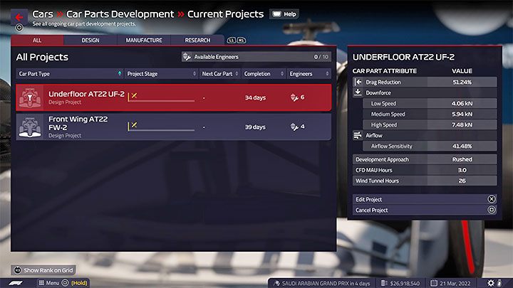 How to unlock: Design a car part - F1 Manager 2022: Trophies / Achievements - list of all, trophy guide - Appendix - F1 Manager 2022 Guide