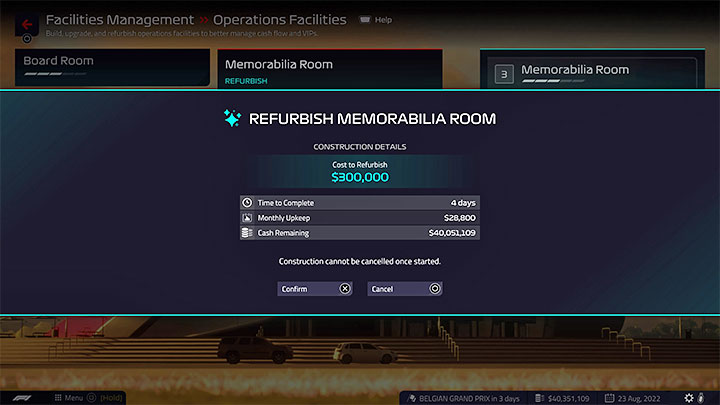 During your career, you shouldn't go overboard with putting up too many facilities - F1 Manager 2022: Facilities and Staff - Basics - F1 Manager 2022 Guide