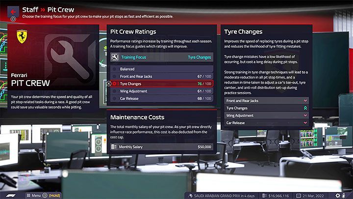 Pit Crew - this team is responsible for handling the cars during pit stops - F1 Manager 2022: Facilities and Staff - Basics - F1 Manager 2022 Guide