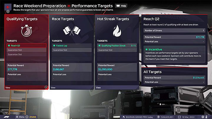 Performance Targets are challenges you will set for yourself - F1 Manager 2022: Race weekend preparations - checklist - Race weekend - F1 Manager 2022 Guide