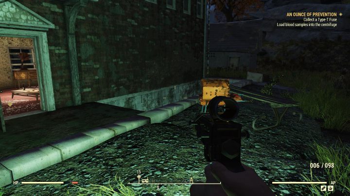 Getting the Type-T Fuse requires going back to the Flatswood area - An Ounce of Prevention - Fallout 76 Walkthrough - Main missions - Fallout 76 Guide
