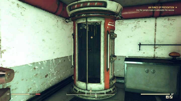 Lastly, you have to use Simpto-Matic capsule (you can find it in the corner) - An Ounce of Prevention - Fallout 76 Walkthrough - Main missions - Fallout 76 Guide