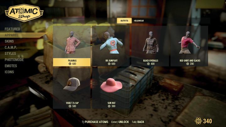 The Atomic Shop offers a lot of new costumes and skins. - Are there microtransactions in Fallout 76? - FAQ - Fallout 76 Guide