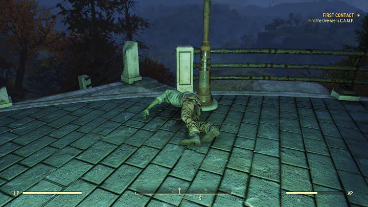 Machete, as well as several other items, can be found by this body. - A good weapon to start with in Fallout 76 - Gameplay basics - Fallout 76 Guide