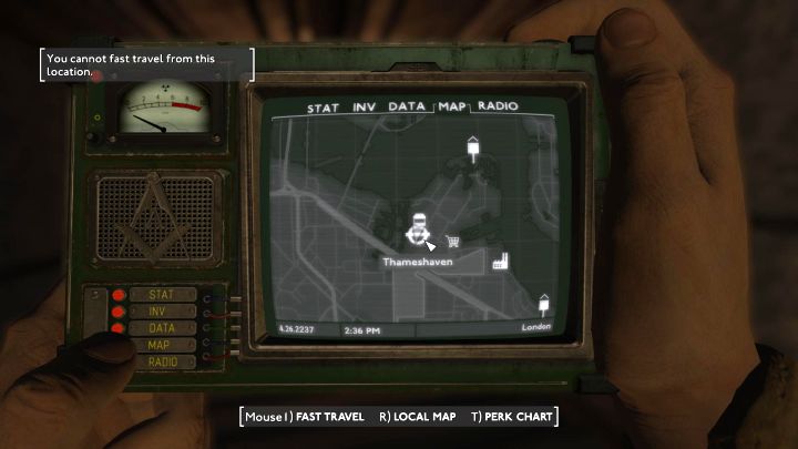 After taking care of everything in Thameshaven Market, you may notice that fast travel does not work in the market - Fallout London: How to exit Thameshaven Market? - Fallout: London: Quests - Fallout London Guide