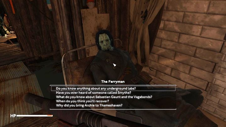 At the marketplace you can talk to Rachel Hall again and visit the clinic to talk to the Ferryman lying on the bed - Fallout London: How to save the Ferryman in the Charybdis quest? - Fallout: London: Quests - Fallout London Guide